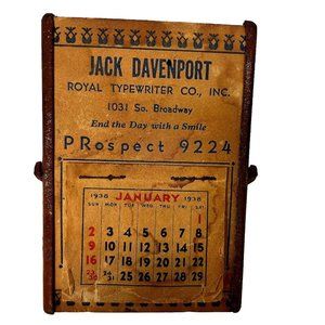 Vintage Advertising Desk Calander & Mirror 1938